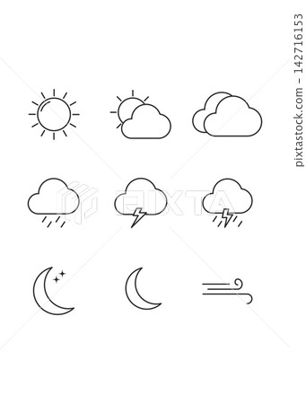 Minimal Weather Icon Set for Forecast and Meteorology Minimal Weather Icon Set for Forecast and Meteorology 142716153
