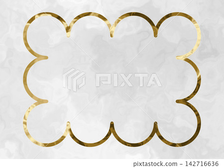 White marble-style frame with gold accents and fluffy texture 142716636