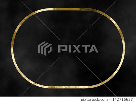 Black marble-style gold-plated oval frame 142716637