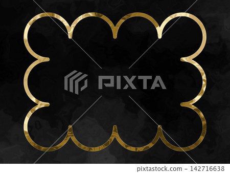 Black marble-style frame with gold accents and fluffy texture Black marble-style frame with gold accents and fluffy texture 142716638