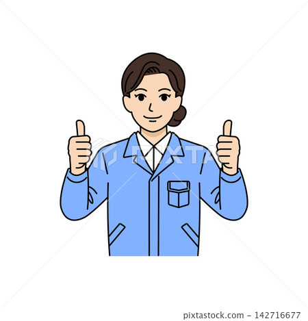 一幅插圖，描繪了一位身穿職業裝的女老闆豎起大拇指的姿勢。 142716677