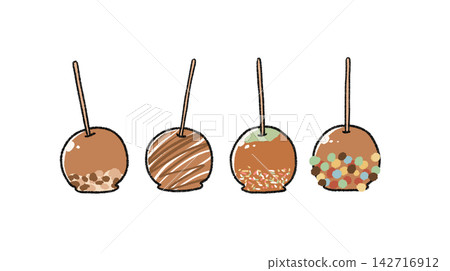 Hand-drawn illustration of a caramel apple Hand-drawn illustration of a caramel apple 142716912