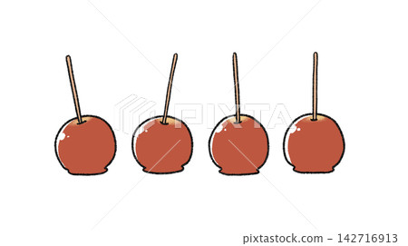 Hand-drawn illustration of a candy apple Hand-drawn illustration of a candy apple 142716913