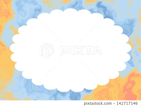 Marble watercolor-style scalloped frame background Marble watercolor-style scalloped frame background 142717146