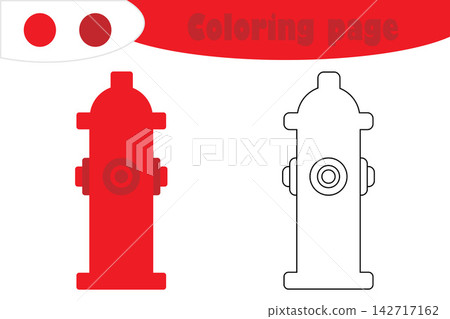 Hydrant in cartoon style, coloring page, education paper game for the development of children, kids preschool activity, printable worksheet, vector illustration Hydrant in cartoon style, coloring page, education paper game for the development of children, kids preschool activity, printable worksheet, vector illustration 142717162