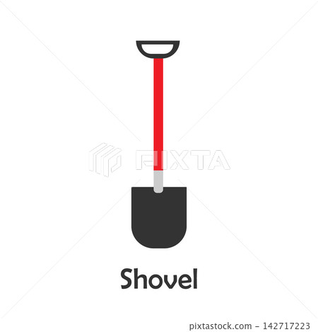 Shovel in cartoon style, marine card for kid, preschool activity for children, vector Shovel in cartoon style, marine card for kid, preschool activity for children, vector 142717223