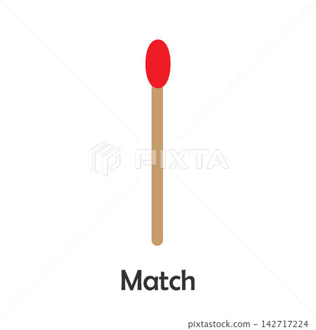 Match with fire in cartoon style, marine card for kid, preschool activity for children, vector Match with fire in cartoon style, marine card for kid, preschool activity for children, vector 142717224