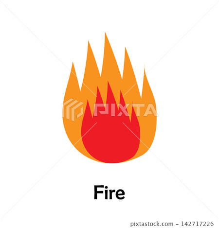 Fire in cartoon style, marine card for kid, preschool activity for children, vector Fire in cartoon style, marine card for kid, preschool activity for children, vector 142717226