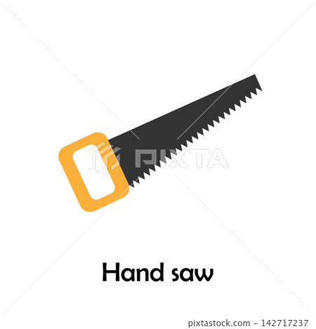 Hand saw in cartoon style, construction card for kid, preschool activity for children, vector illustration Hand saw in cartoon style, construction card for kid, preschool activity for children, vector illustration 142717237