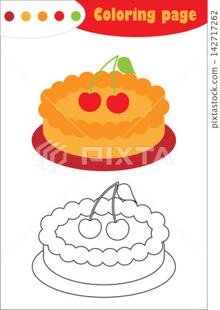 Pie in cartoon style, coloring page, education paper game for the development of children, kids preschool activity, printable worksheet, vector illustration Pie in cartoon style, coloring page, education paper game for the development of children, kids preschool activity, printable worksheet, vector illustration 142717262