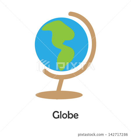 Globe in cartoon style, school card for kid, preschool activity for children, vector illustration 142717286
