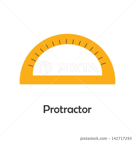 Protractor in cartoon style, school card for kid, preschool activity for children, vector Protractor in cartoon style, school card for kid, preschool activity for children, vector 142717293