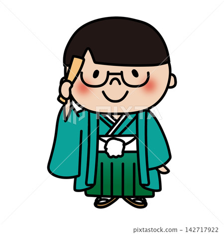 一個留著直髮、戴眼鏡、穿著傳統七、五三服飾的男孩。 一個留著直髮、戴眼鏡、穿著傳統七、五三服飾的男孩。 142717922