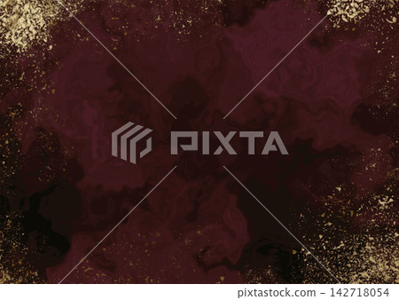 奢華的背景是紅色大理石和金色潑濺。 142718054