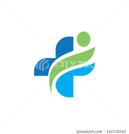 Medical Cross with Green Leaf and Human Medical Cross with Green Leaf and Human 142718583