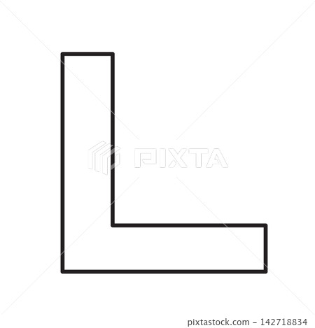 Clean line icon of a professional L-square drafting ruler used in pattern making and tailoring. Clean line icon of a professional L-square drafting ruler used in pattern making and tailoring. 142718834
