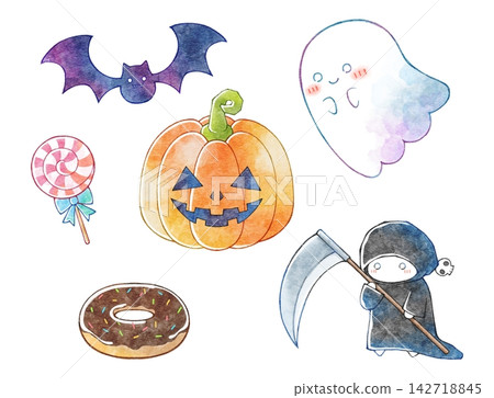 水彩風格萬聖節插畫組 2 水彩風格萬聖節插畫組 2 142718845