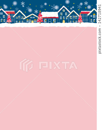 Simple Christmas cityscape frame Simple Christmas cityscape frame 142718941