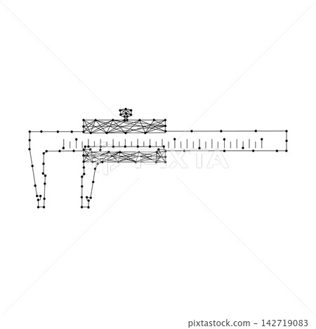 vernier caliper from abstract futuristic polygonal black lines and dots 142719083
