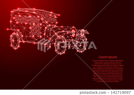 vintage retro car from futuristic polygonal red lines and glowing stars for banner, poster, greeting card vintage retro car from futuristic polygonal red lines and glowing stars for banner, poster, greeting card 142719097