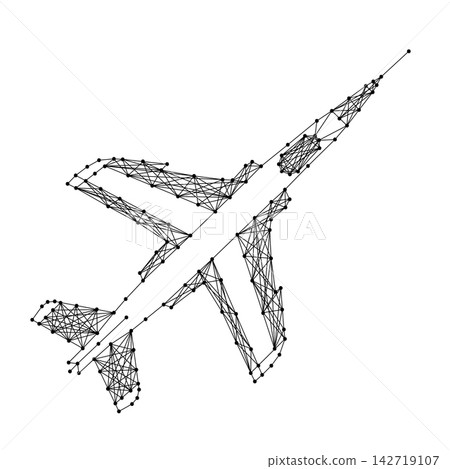 fighter jet aircraft from abstract futuristic polygonal black lines and dots fighter jet aircraft from abstract futuristic polygonal black lines and dots 142719107
