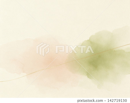 Pale pink and olive color blocks with gold threads running across a washi paper background. Pale pink and olive color blocks with gold threads running across a washi paper background. 142719130