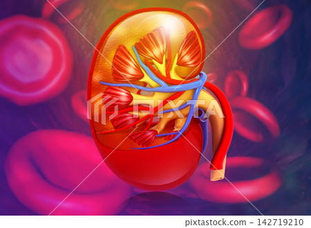 Anatomy of human kidney cross section Anatomy of human kidney cross section 142719210