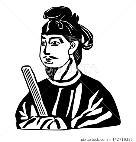 聖德太子肖像畫 / 歷史人物,飛鳥時代,日本風格,木版畫風格,單色 聖德太子肖像畫 / 歷史人物,飛鳥時代,日本風格,木版畫風格,單色 142719385