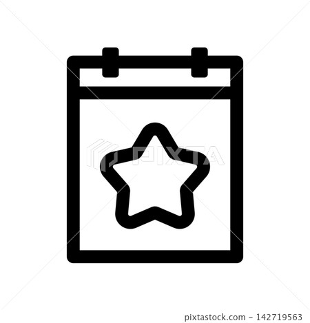 A calendar icon with a star mark to indicate a special day. A calendar icon with a star mark to indicate a special day. 142719563