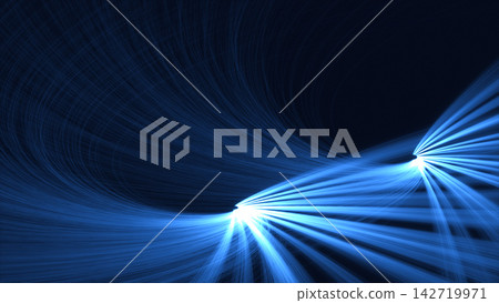 Two long, stretching bands of light against an abstract technological background. Two long, stretching bands of light against an abstract technological background. 142719971