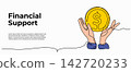 Vector illustration of financial support and investment protection. Modern flat design with a continuous line style. 142720233