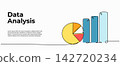 Vector illustration of pie chart and business growth. Modern flat design with a continuous line style. 142720234