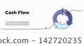 Vector illustration of cash flow and financial cycle arrow. Modern flat design with a continuous line style. 142720235