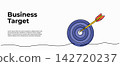 Vector illustration of achievement business target and objective. Modern flat design with a continuous line style. 142720237