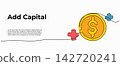 Vector illustration of capital investment and financial growth. Modern flat design with a continuous line style. 142720241