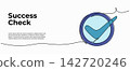 Vector illustration of success checkmark symbol. Modern flat design with a continuous line style. 142720246