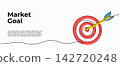 Vector illustration of achievement business target and objective. Modern flat design with a continuous line style. 142720248
