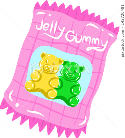 Pink Jelly Gummy Bear Snack Bag Vector Pink Jelly Gummy Bear Snack Bag Vector 142720481