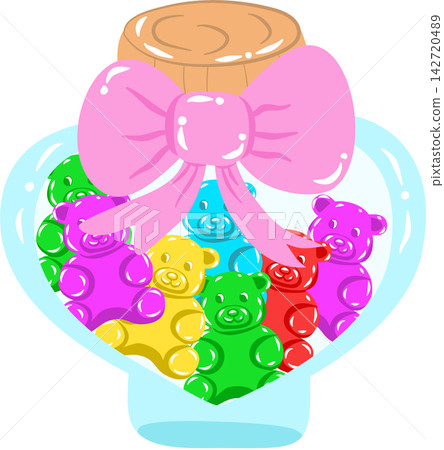 Cute Glass Bowl Filled with Colorful Gummy Bears Vector Cute Glass Bowl Filled with Colorful Gummy Bears Vector 142720489