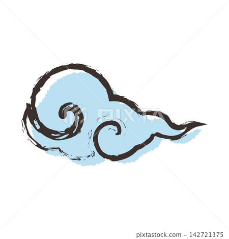 A brush painting of auspicious clouds, light blue. A brush painting of auspicious clouds, light blue. 142721375