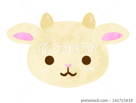 Hand-drawn watercolor cute white goat illustration stylized material white background Hand-drawn watercolor cute white goat illustration stylized material white background 142721638