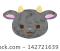 Hand-drawn watercolor cute black goat illustration stylized material white background 142721639