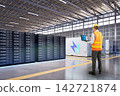 Engineer work at data center with energy storage systems or battery container units 142721874