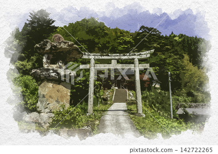 島根縣松江市八雲、田村神社、金田大名神、鳥居的水彩畫 島根縣松江市八雲、田村神社、金田大名神、鳥居的水彩畫 142722265