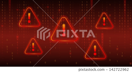 Cyber security alert banner with red warning signs Cyber security alert banner with red warning signs 142722962