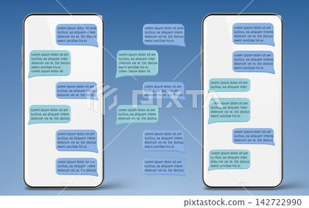Smartphones display with chat bubbles on screens Smartphones display with chat bubbles on screens 142722990