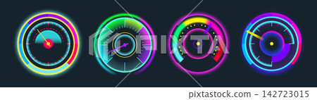 Modern speedometer gauge icons Modern speedometer gauge icons 142723015