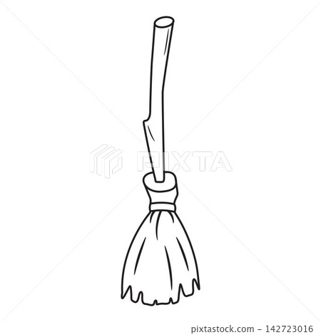 Witch broom outline icon for halloween party coloring page magic costume design. Witch broom outline icon for halloween party coloring page magic costume design. 142723016