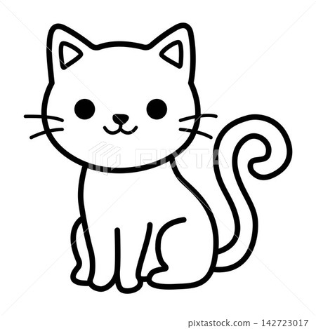 Cute cat outline icon sitting for halloween party coloring page kids animal design. Cute cat outline icon sitting for halloween party coloring page kids animal design. 142723017