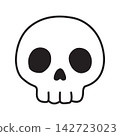 Cute skull head outline icon for halloween spooky monster party coloring page design. 142723023